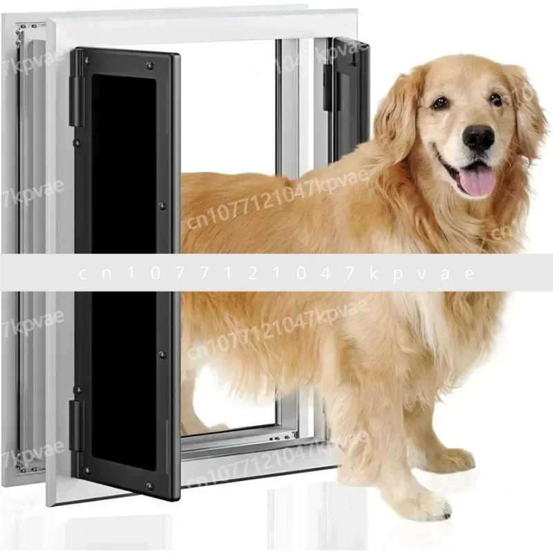 

Heavy duty aluminum alloy pet double door opening, large dog free two-way entry and exit, spring door, dog door curtain, intelli