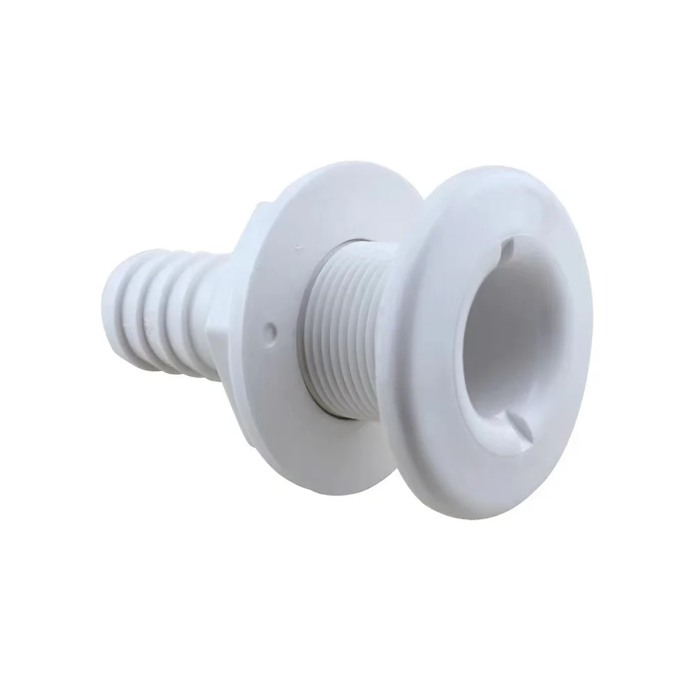 Marine Boat ABS Plastic Thru Hull Fitting Connector For 5/8, 3/4, 1 Inch Hose Boat Drain Bilge Pump Plumbing Fittings