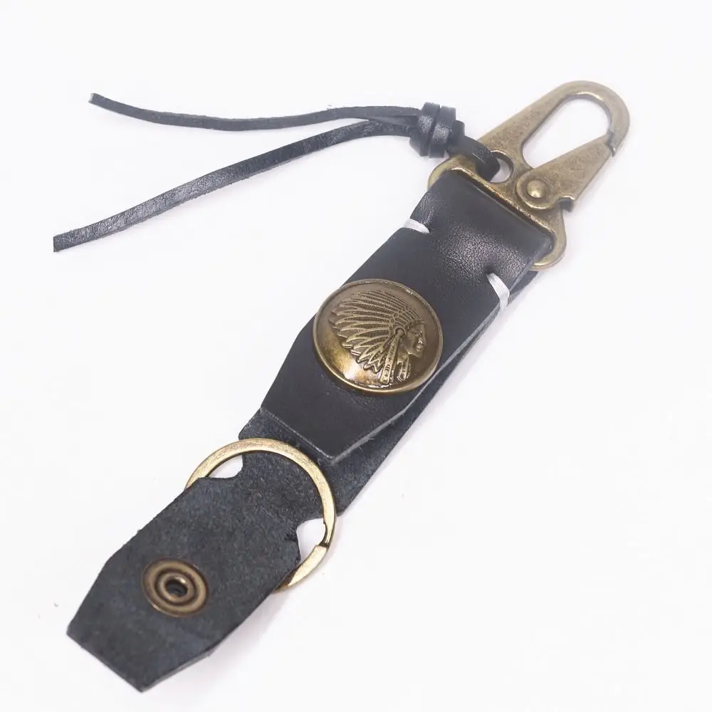 

Leather Pendant Handmade Genuine Leather Keychain Vintage Waist Hanging Retro Key Holder Classic Cowhide Car Keychian Gift