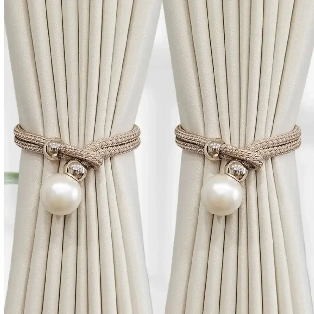 2026 10PCS Adjustable Pearl Curtain Clip Buckle Curtain Holder Pearl Binding Hook Home Decoration Accessories Curtain Tieback
