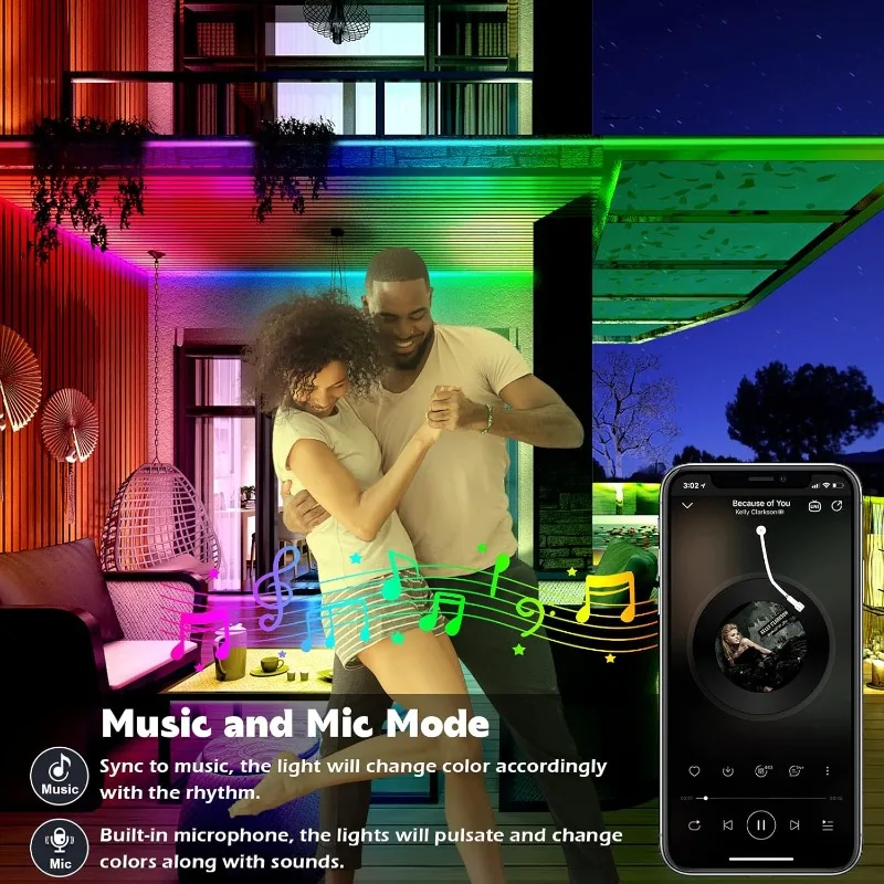 AILBTON Strisce LED per esterni da 100 piedi impermeabili, strisce luminose a LED esterne IP68 impermeabili con telecomando per app Bluetooth