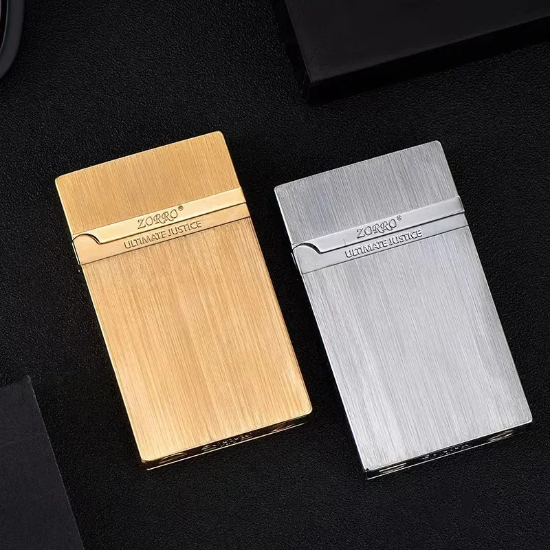 2024ZORRO Pure Copper Ultra Thin Loud Voice Kerosene Lighter Metal Drawing Technology Grinding Wheel Ignition Smoking Accesories