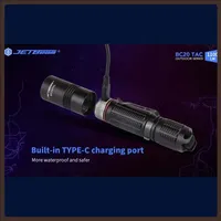 JETBeam BC20TAC LED Flashlight - 1100 Lumens Portable Rechargeable Outdoor Spotlight with Tail Magnet Water Resistant Black