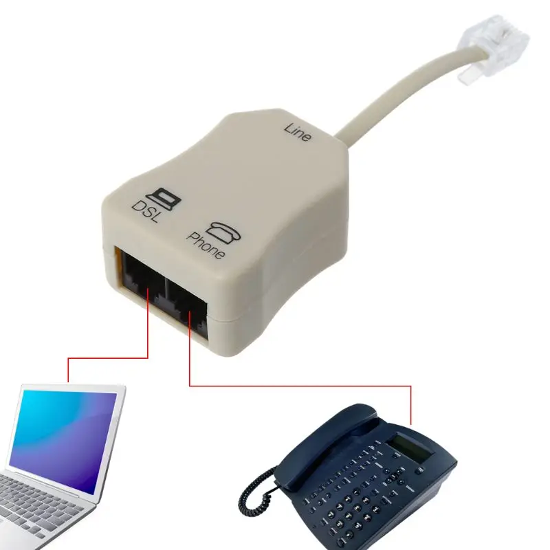 Portable ADSL Modem Telephone Phone Fax In-Line Splitter Filter  1PC