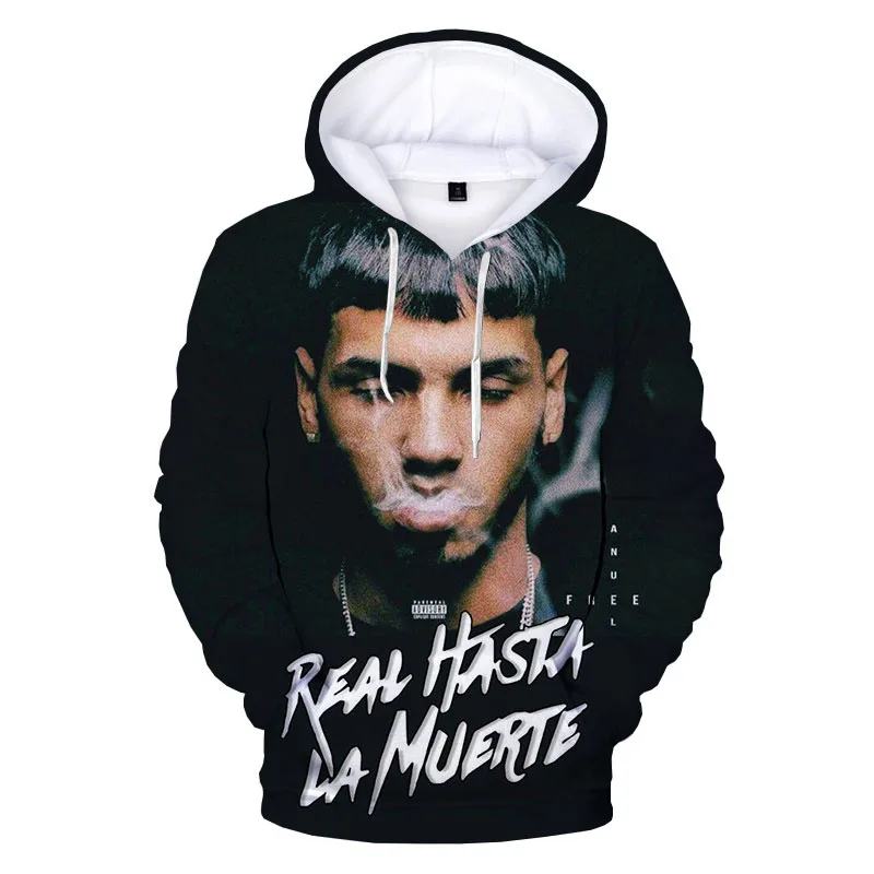 2023 Rapper Anuel AA 3D Print Hoodies Boys Girls Real Hasta La Muerte Kids Hoodie Hip Hop Sweatshirt Streetwear Coat Clothes