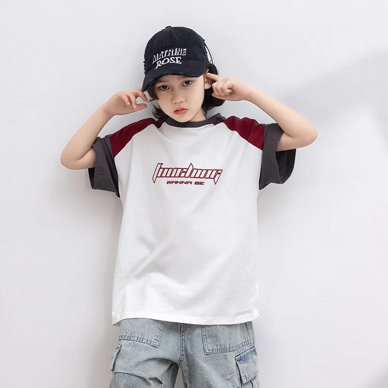 Boys Girls T-shirts 2026 New Summer Boys Short Sleeve T-shirt Loose Casual Tops Trendy Kids Clothes For Boys
