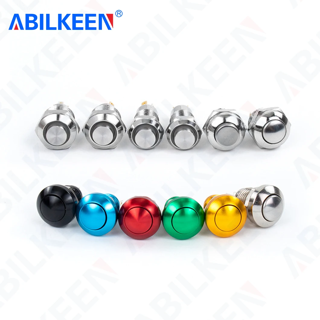 10PCS/Lot ABILKEEN 8MM High Surface Mini Push Button Switch 1NO Momentary/Latching Power Control Switch with LED Ring Light
