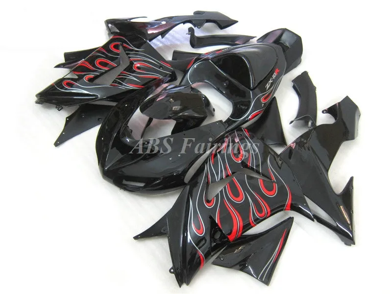 New ABS Motorcycle Fairings Kit Fit For Kawasaki ZX-10R 2006 2007 ZX10R 06 07 Bodywork Set Custom Flame Red Black