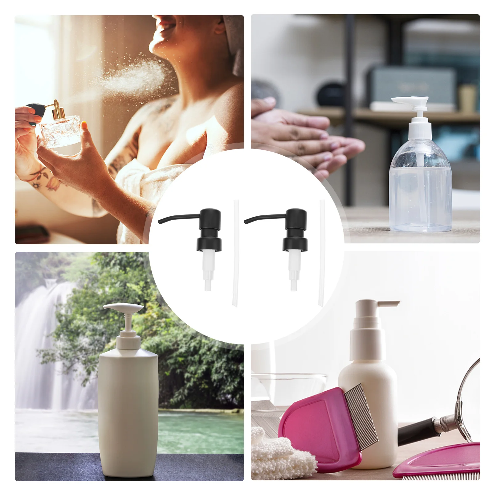 

2pcs Electroplated Pump Head Stainless Steel For Soap Dispenser Lotion Bottle Toiletries Replacement Pump Accessories