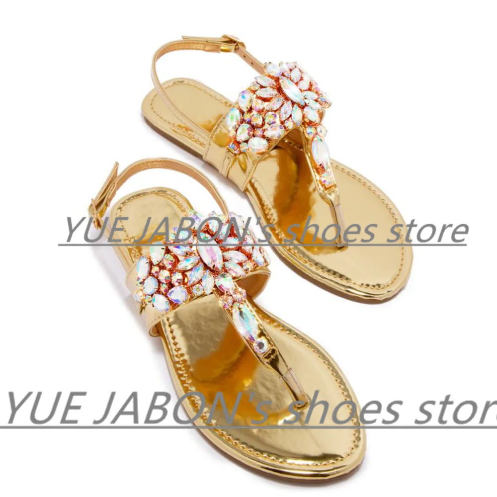 2024 New Shoes for Women Summer Women\'s Sandals bling bling cyrstal  Flip-flop sandals Buckle Strap Beach Sandals For Women