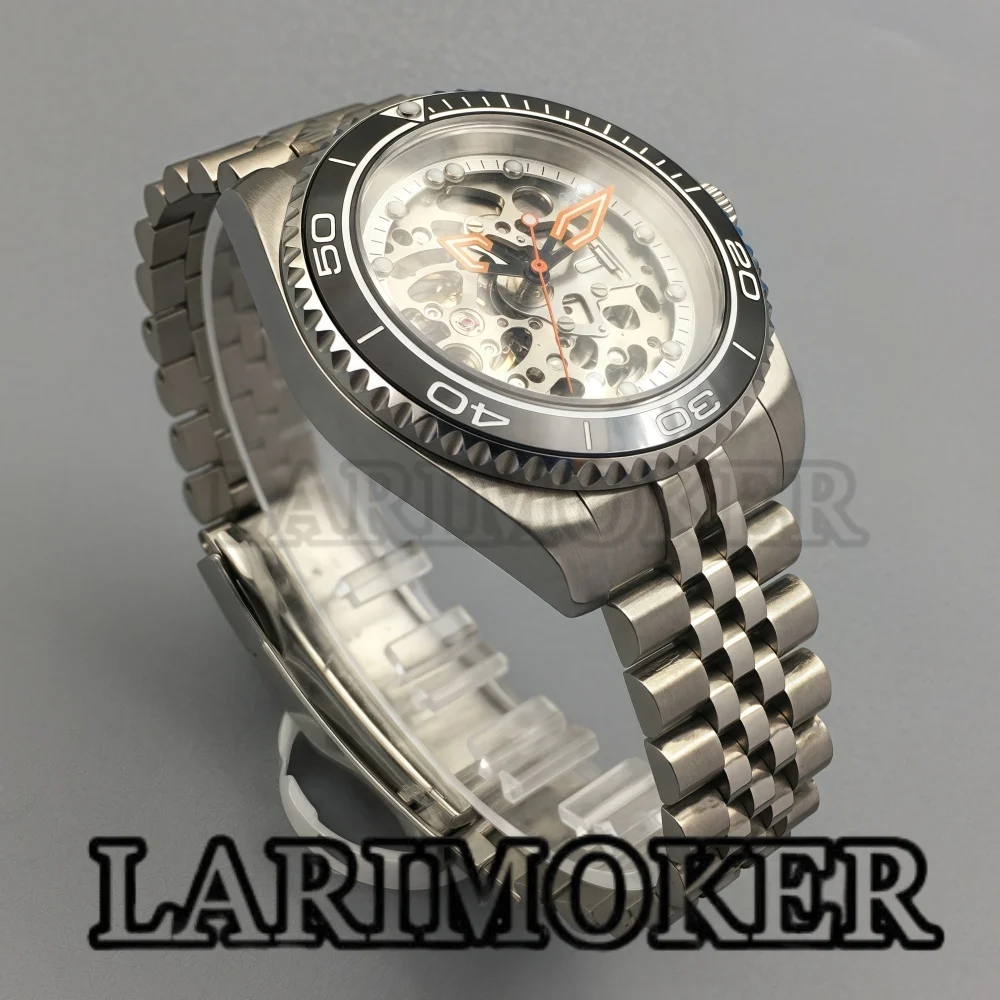 LARIMOKER NH70 Sports Men's Diving Watch Waterproof Glow Transparent Hollow Dial Sapphire Glass Stainless Steel Watch