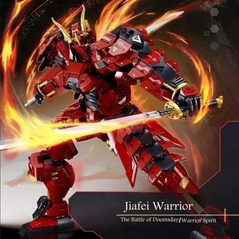 Sluban 923PCS Flame War Warrior Mecha Building Blocks Mech Figure Model Bricks Desktop Decoration Display DIY Toy For Kids Gifts