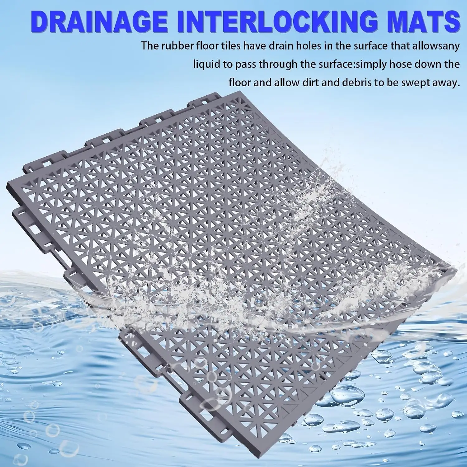 50 PCS Modular Interlocking Cushion Interlocking Floor Tiles with Hole | Drainage Mat,10