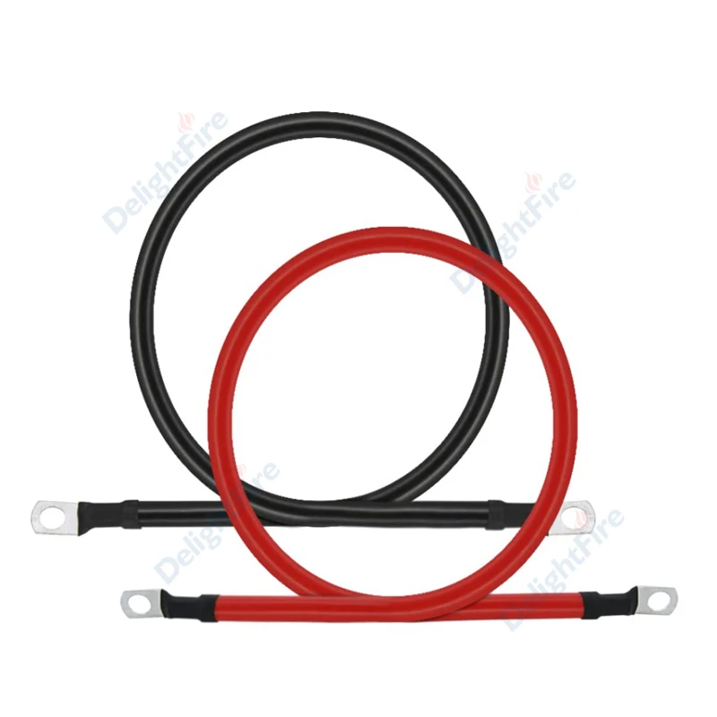 Battery Inverter Cable Set With M6 M8 M10 Lug 0/3/4/6/8AWG PVC Insulated Soft Silicone Wires For Solar Panel Car Automotive