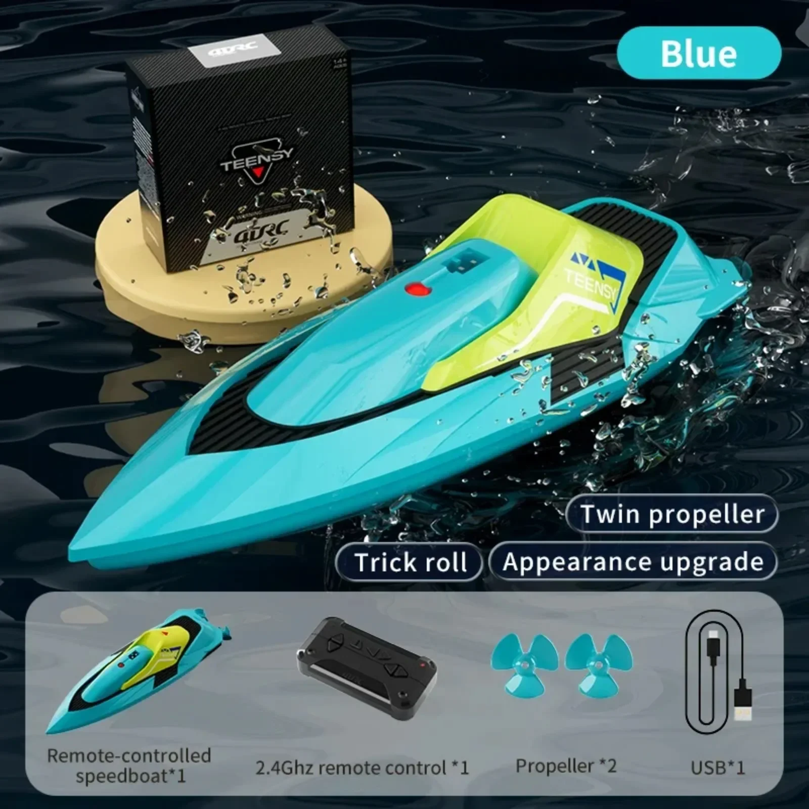 2.4G Radio Controlled Mini RC Boat Toys Waterproof Dual Motor High Speed Racing Speedboat Electric Outdoor Water Toys for Kids