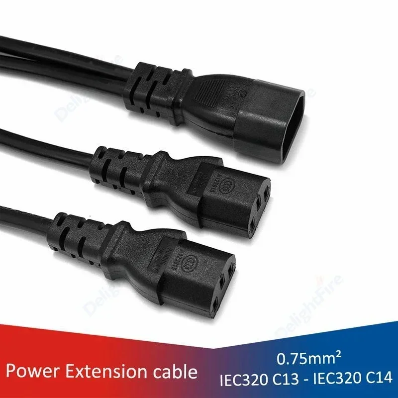 IEC 320 C13 to C14 AC Power Extension Cable 1 to 2 Way Power Splitter Wire For PDU UPS PC Computer Monitor DJ Stage Lights