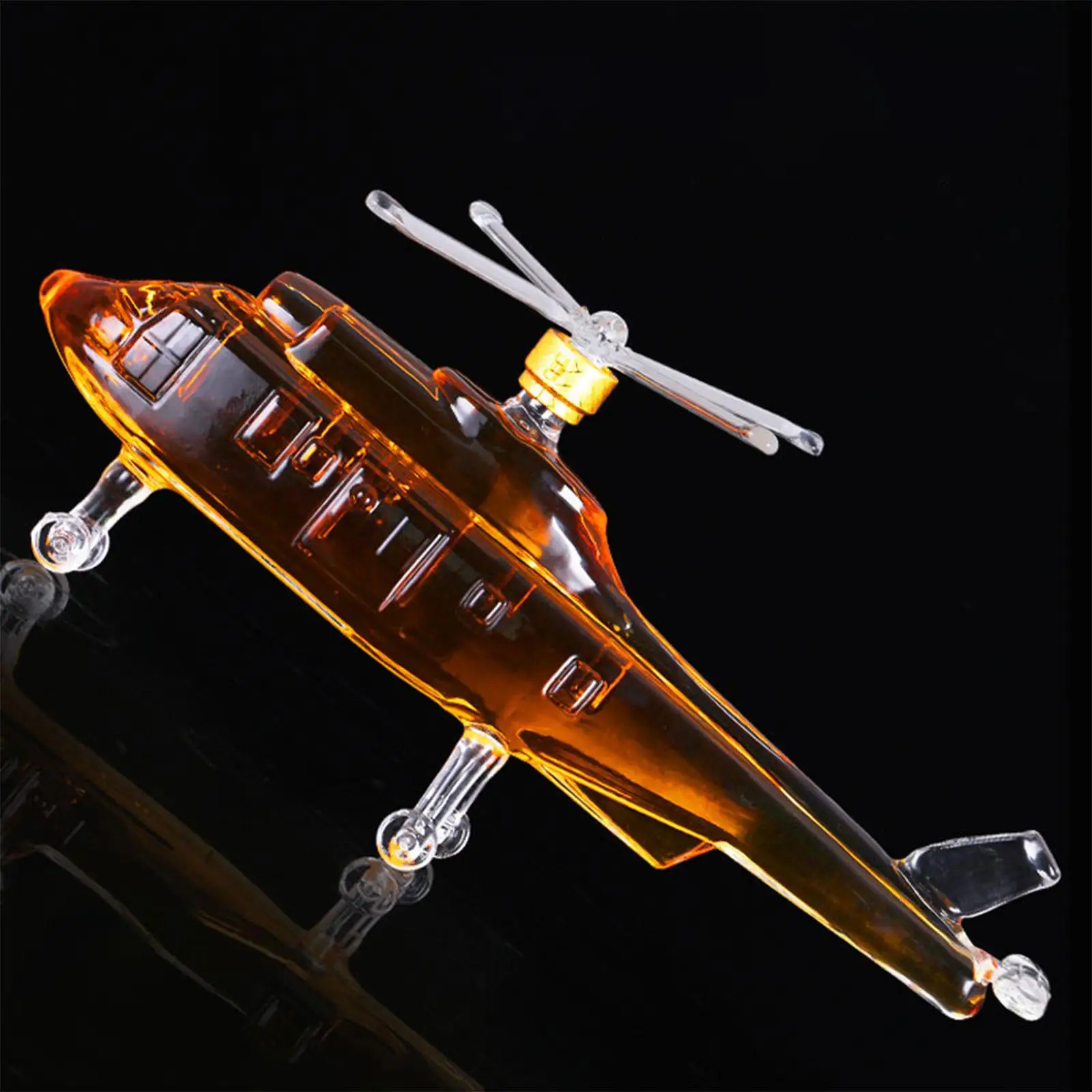 Whisky Decanter 750ml Glass Bourbon Tools Helicopter Shaped for Restaurant