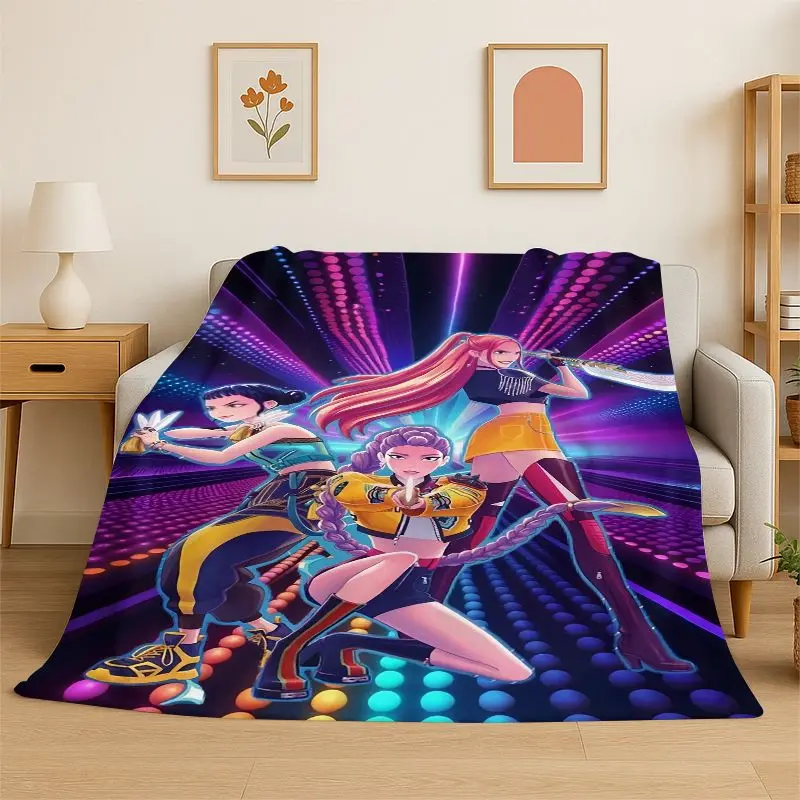 New KPop D-Demon H-Hunters Cartoon Flannel Throw Blanket,Warm Cozy Blanket for Bed,Sofa,Couch,Bedroom,Living Room,Office,Camping