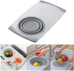 Multi-Functional Chopping Board Detachable Folding Drain Basket Sink Vegetable Fruit Cutting Board  3 in 1  Kitchen Tools