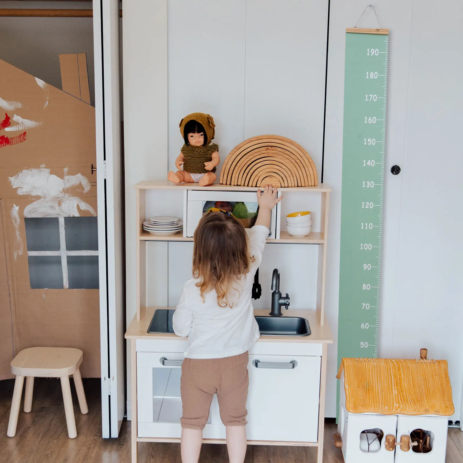 Imagem -03 - Régua de Altura para Medição de Altura de Bebê Tela Pendurada Gráfico de Crescimento Decoração de Parede de Quarto Infantil Adereços de Fotografia de Bebê Altura