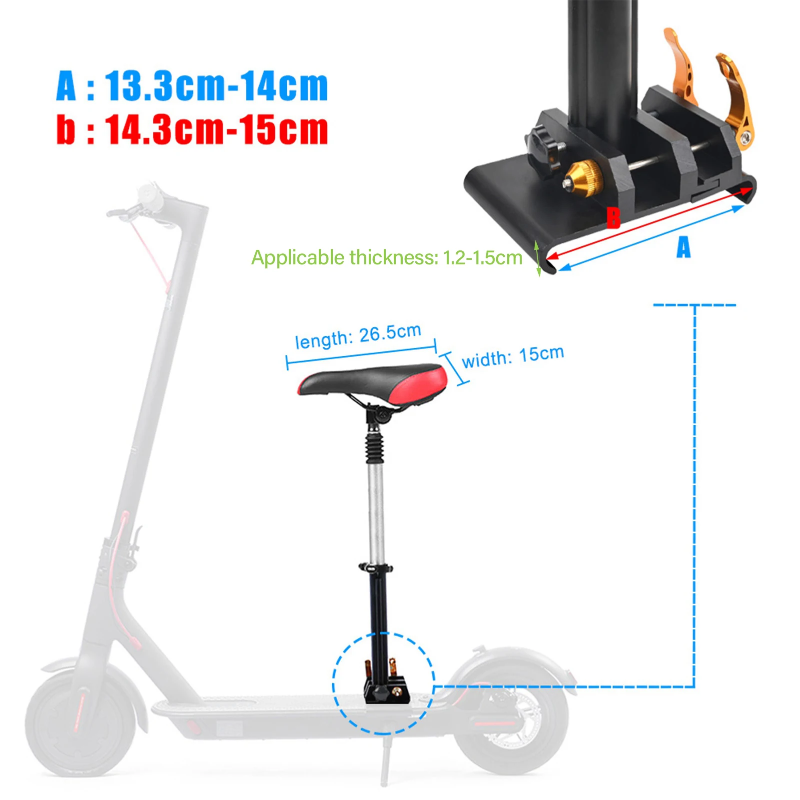 

Electric Scooter Seat Punch Electric Scooter Seat Saddle Aluminum Alloy Foldable Shock Absorbing Widened for Riding