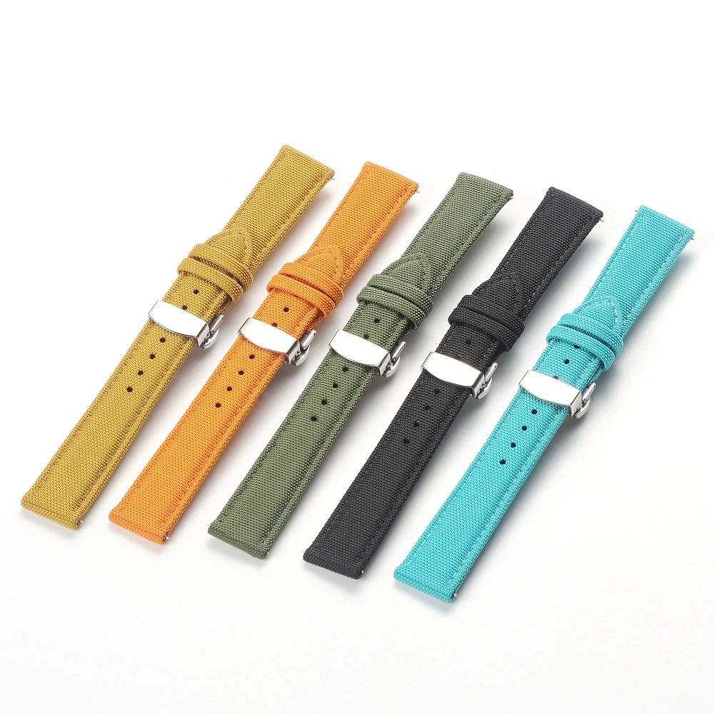 Quick Release Sailcloth Deployment Watch Band Nylon Strap 18mm 19mm 20mm 21mm 22mm 24mm Butterfly Buckle Multiple Wristband