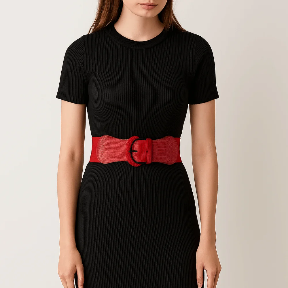 Luxury PU Stretchy Cummerbunds Cloth High Waist Female Waistband Dress Girdle Elastic Wide Waist Belt Corset