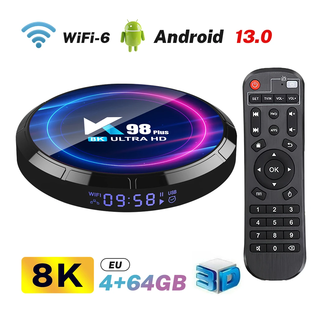 K98 Plus Smart TV Box Android 13.0 RK3528 Quad Core 2.4G WIFI 8K Set Top Box 8GB+128GB Media Player H.265 Home Theater Dropship