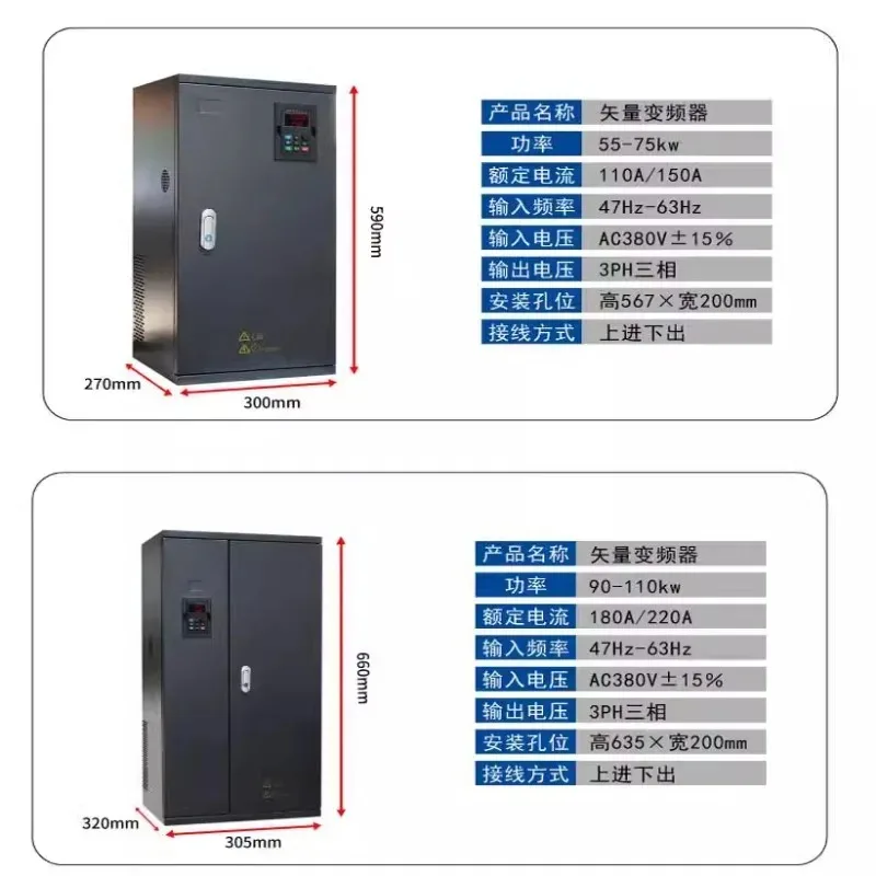 العاكس ثلاث مراحل 380v30/37/45/55/75/93/110/135/185/220/315KW