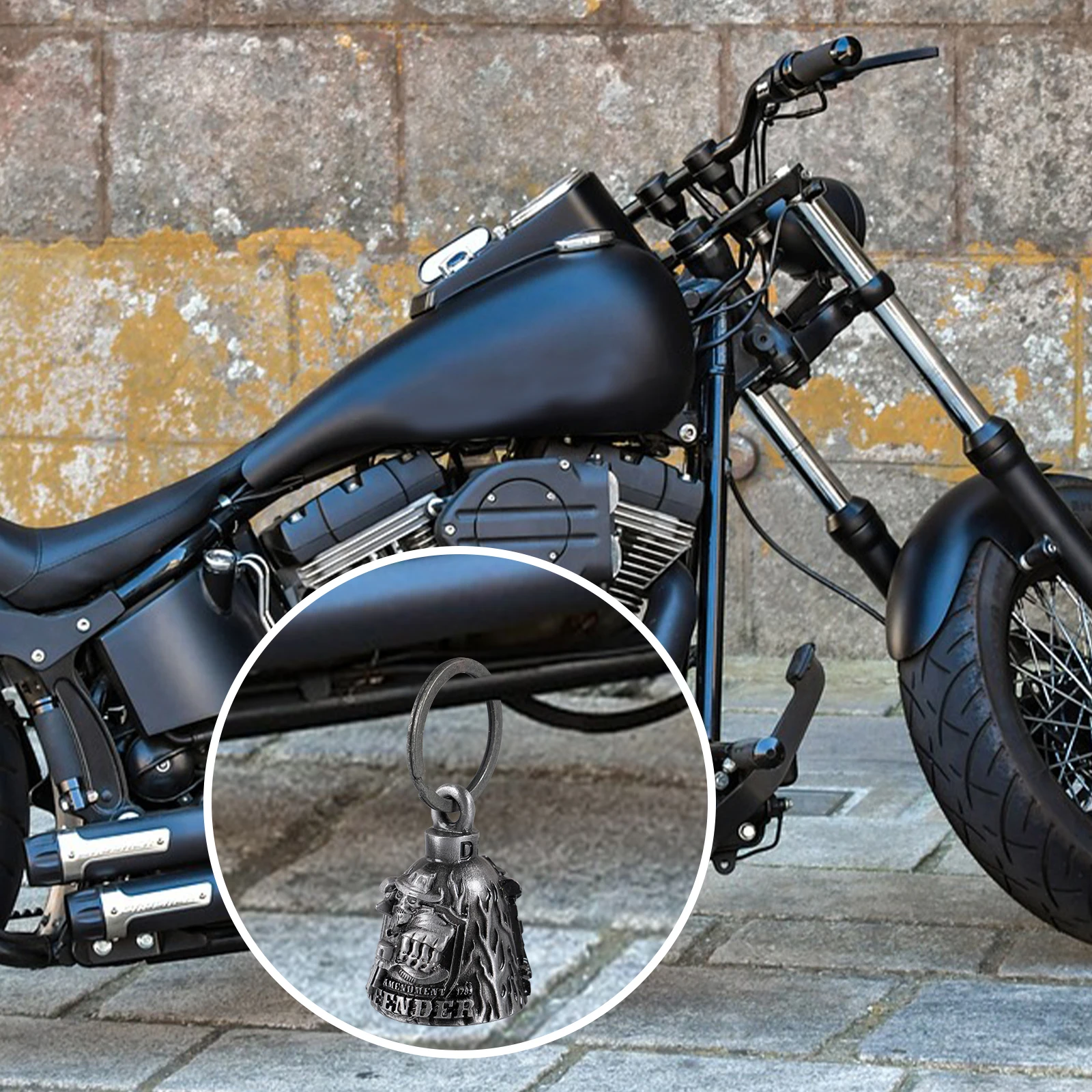 Motorcycle Bell Guardian Angel Drive Away Gremlin, Words 3D Bell Biker Bell for Men Women Rider Riding, Good Luck Gift