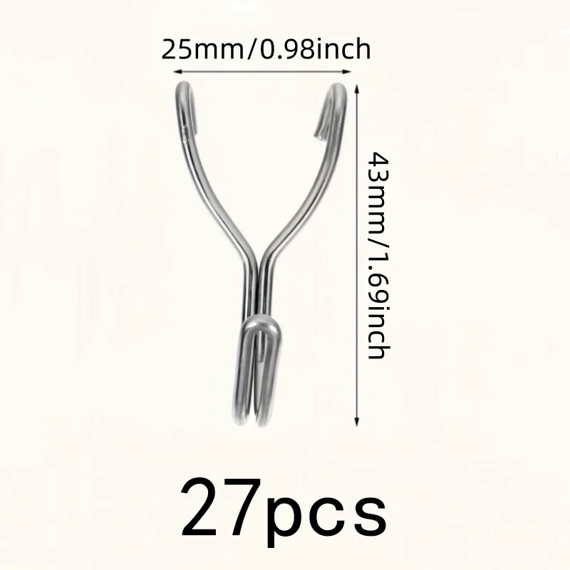27 pcs 25mm Pegboard Hooks, Easy Snap-On Pegboard Fit, Garage Tool Storage Kitchen Utensil Hanging, 304 Stainless Steel