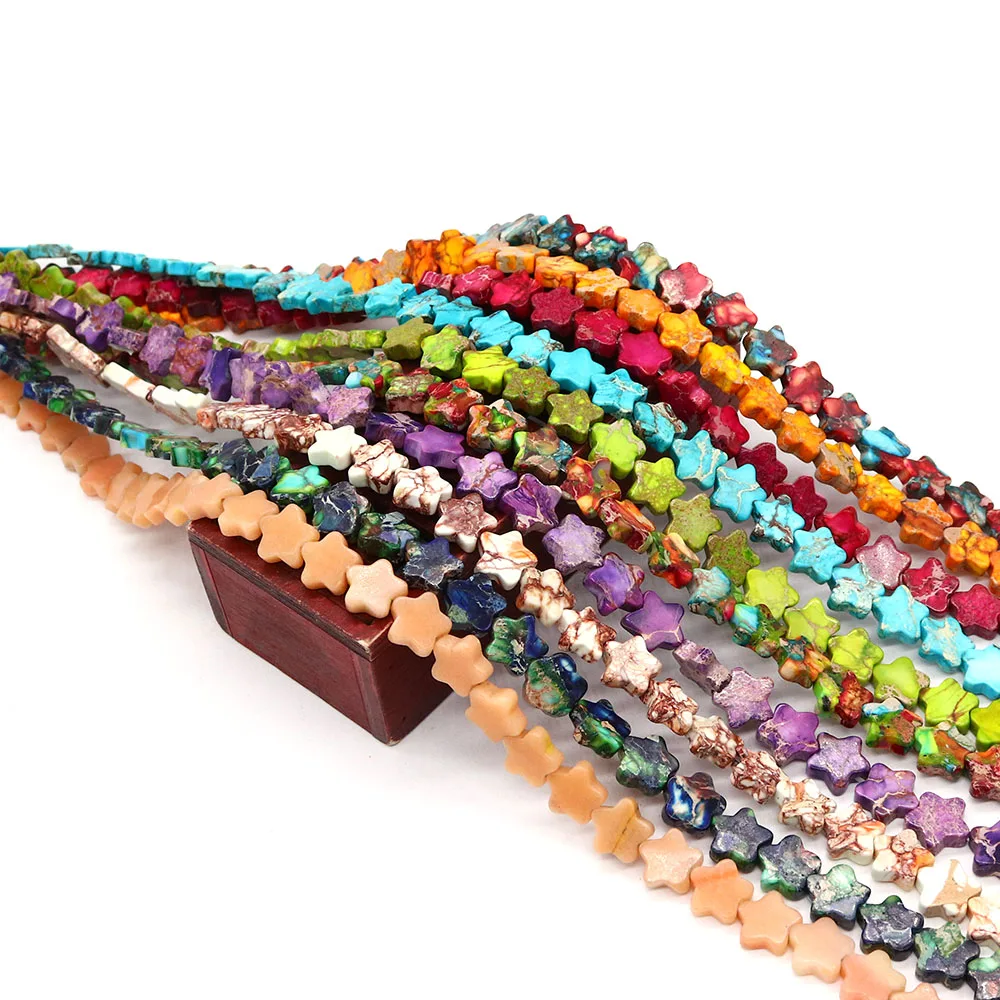 

Star Shaped Colorful Natural Emperor Stone Sea Sediment Spacer Beads for Making DIY Necklace Bracelet Earrings Accessories Gift