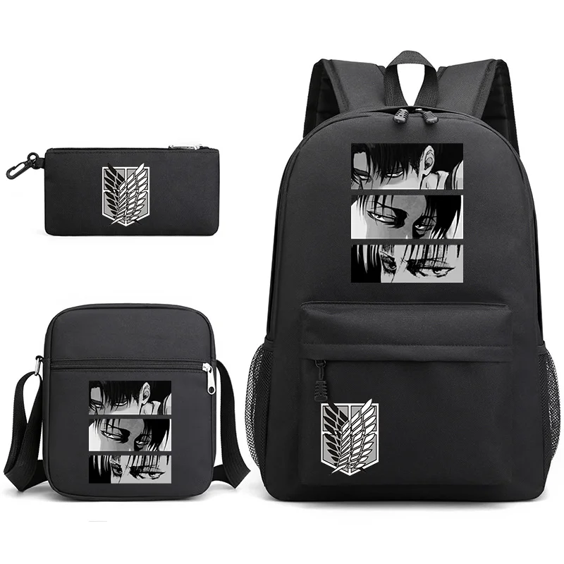 Anime Ackerman Eyes Harajuku Backpack School Anime Bookbags Laptop Backpack Large Capacity Three Piece Backpacks