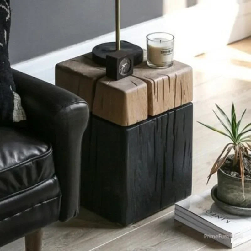 # Japandi Solid Wood Stump Side Table Coffee Nightstand Decor Living Room