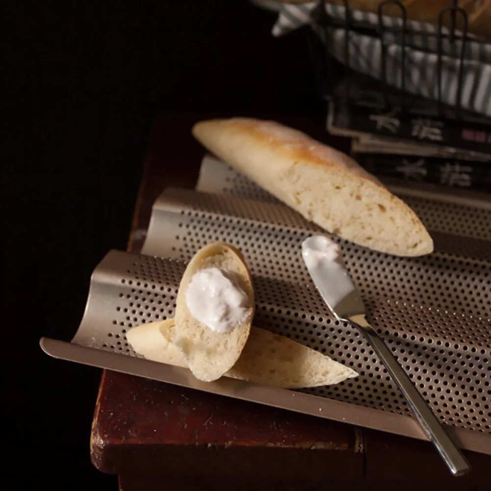 

2 шт. противень с 3 слотами и антипригарным покрытием, форма для французского хлеба, форма для перфорированного дизайна для выпечки хлеба, торта, принадлежности для выпечки