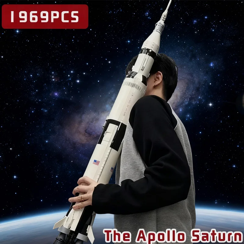 

MOC Classic Model The Apollo Saturn V Launch Vehicle Rocket And Launch Pad Fit Building Blocks Kid Education Toys Gifts
