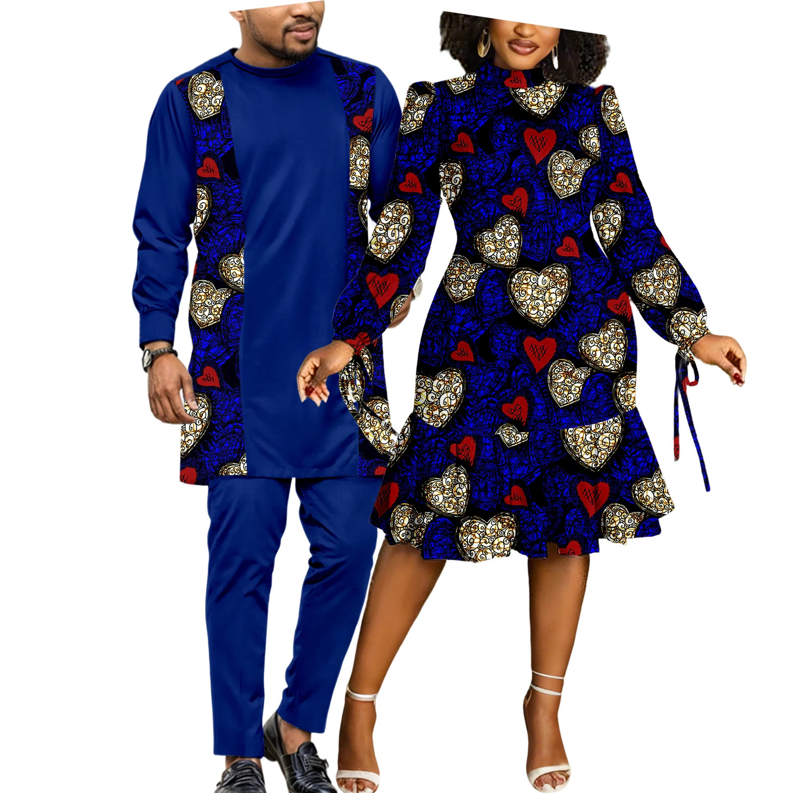 

Одинаковый комплект африканской пары, женское вечернее платье Анкары из Турции, ткань с принтом Kente или мужской наряд Дашики, рубашка и брюки