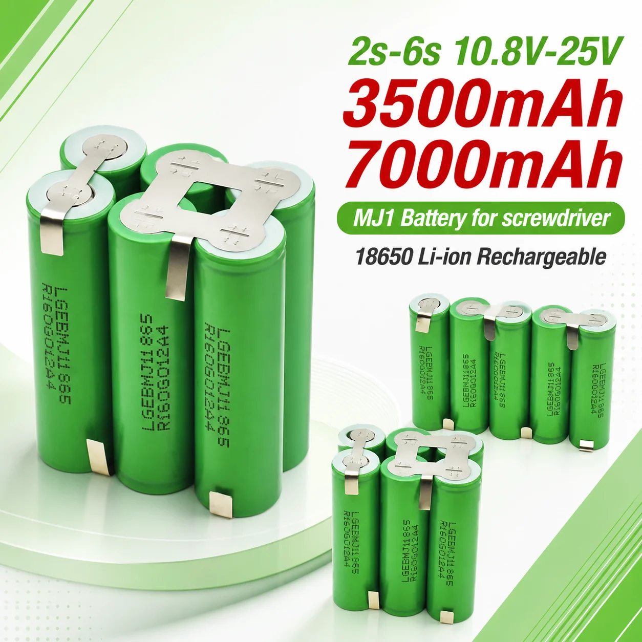 18650 Rechargeable Battery Cell MJ1 3500mAh for Screwdriver Battery Welding, 3S 4S 5S 6S 8S, 7.4V 12.6V 14.8V 18V