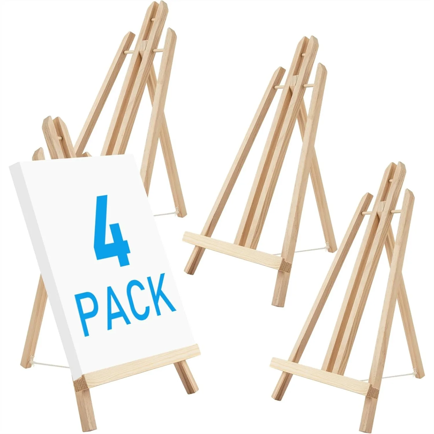 

16in Wood Easel Stand 4 Pack Tabletop A-Frame for Painting Canvas Photo Display
