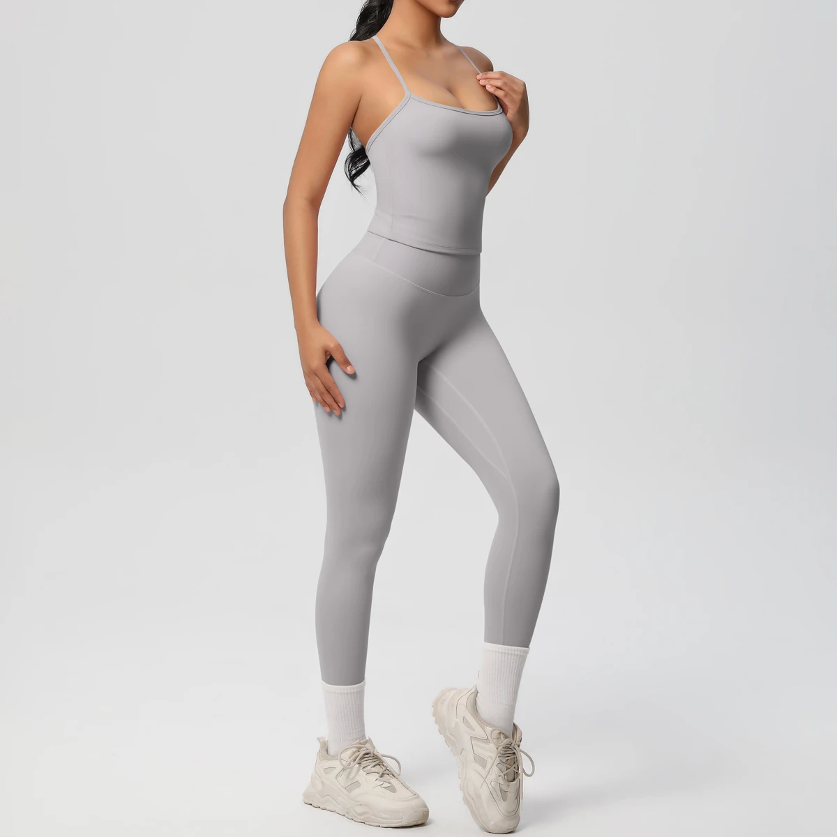 Halter Yoga Top Set Fitness Gym Anzug Training Ärmellose Sport Gym Tops Crossover Zurück Sport Unterwäsche Bauch-steuer Abnehmen – Detail 30
