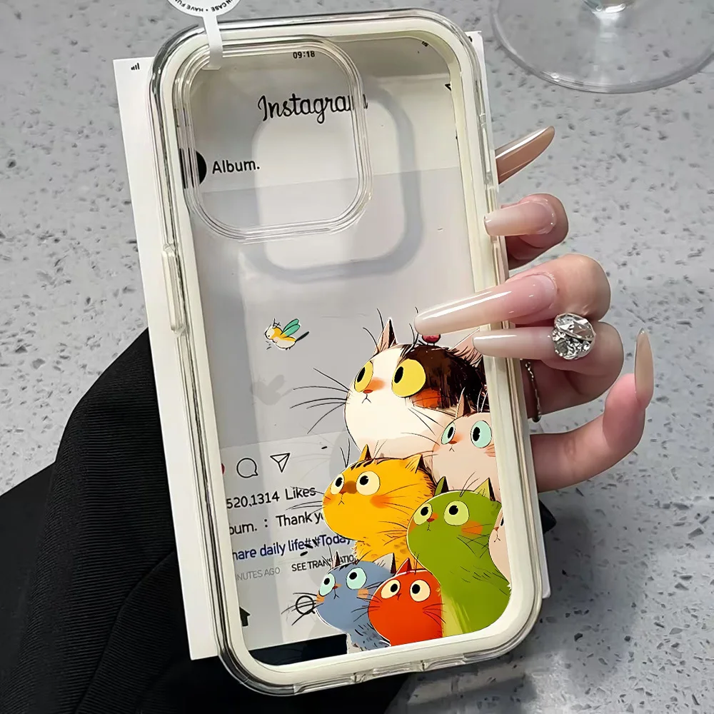 Niedliche lustige Katzenmuster Klare Handyhülle für iPhone 17 13 16 15 11 12 14 Pro Max 17 Air XR X Hülle Silikon Weiche Stoßfeste Abdeckung – Detail 4