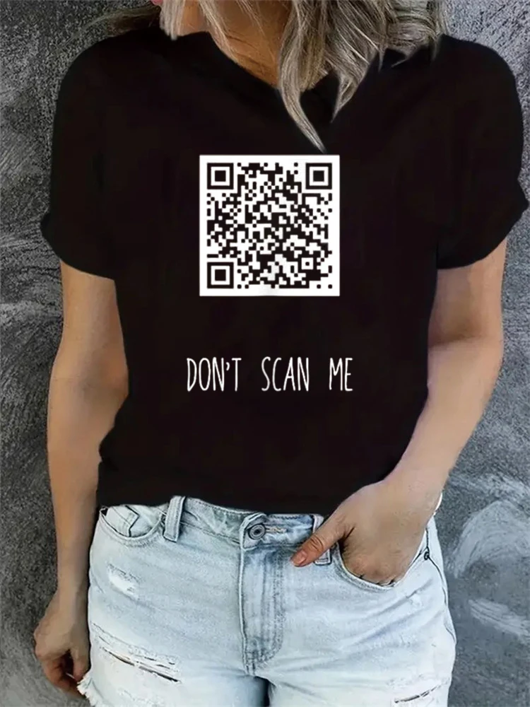 Rick Roll Small QR Scan Code Funny Joke Tshirt Fashion Clothing Funny Gift T-Shirt Round Neck Summer Top Sports Tshirt For Youth