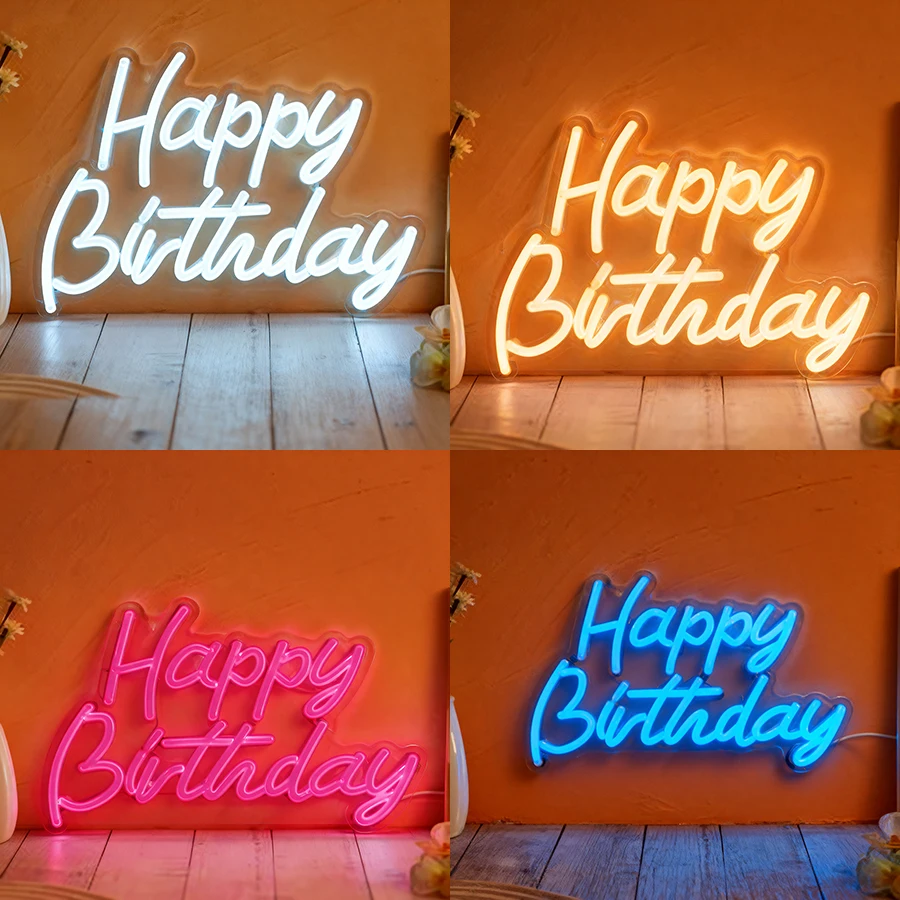 Happy Birthday Neon Sign Birthday for Party Wall Decor, USB Powered, Gift for lover