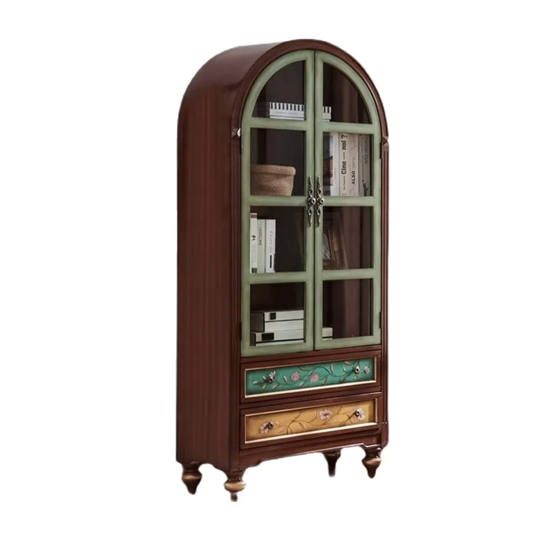 

Американский книжный шкаф со стеклянным винным шкафом