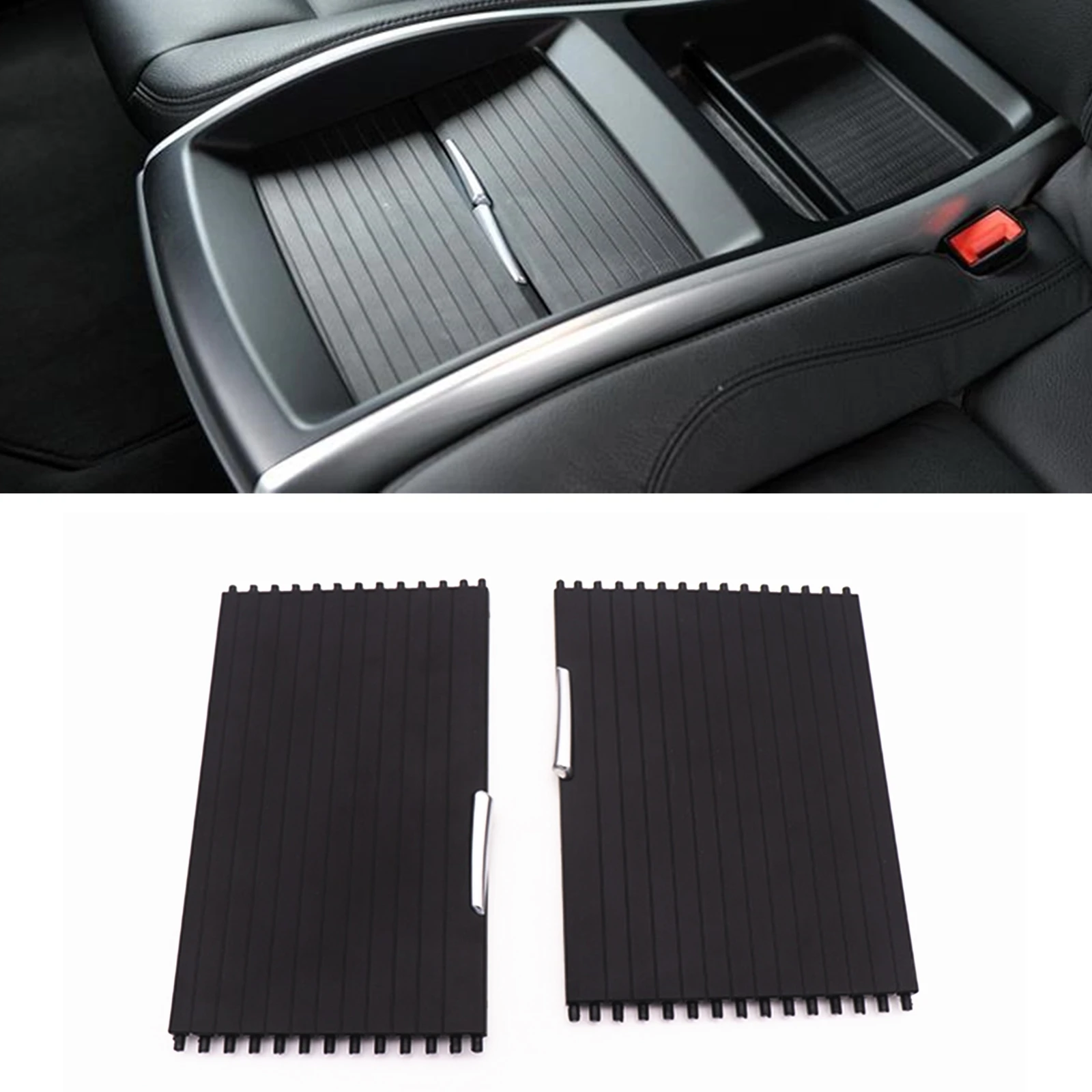 For BMW X5 X6 E70 E71 E72 2007-2014 Rear Water Cup Holder Roller Blind Cover Storage Box Drink Panel Shade Zipper Sliding Mat