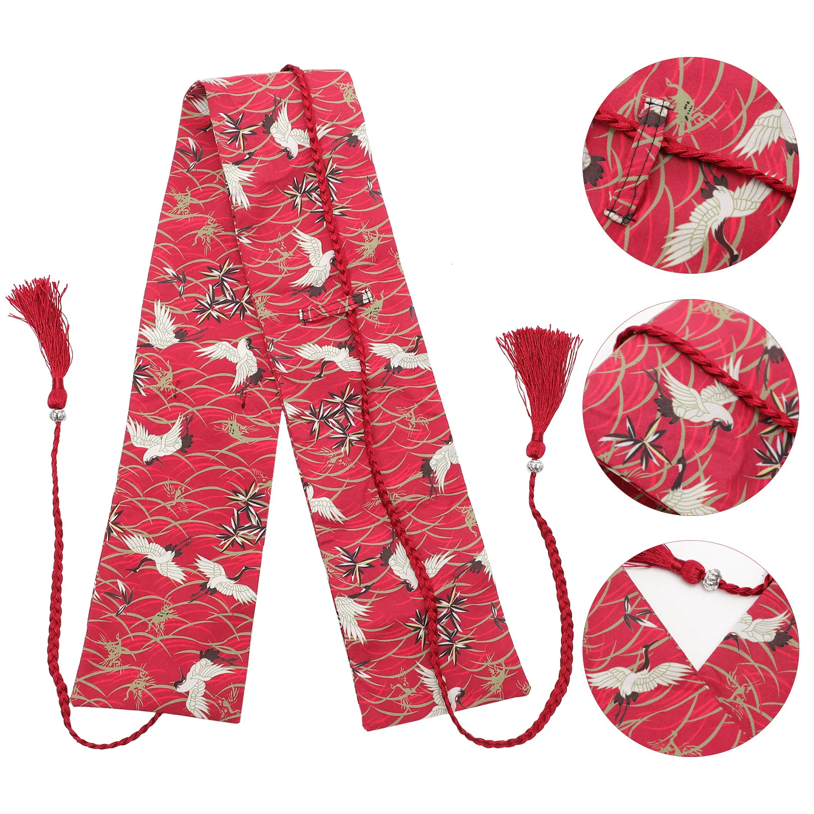 

Пояс для кимоно и юката женский, красный, в японском стиле, с винтажным узором, легкий, для халата, вечеринок и церемоний