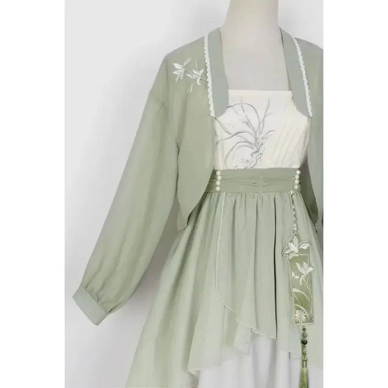 Cy [مجموعة الأوركيد] تحسين النمط الصيني هان عنصر طول الصدر Hanfu أعلى الرافعة مجموعة فستان بكم طويل Hanfu لوليتا الرأس