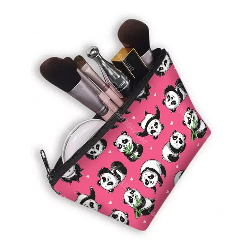 Panda Print  Water Resistant Cosmetic Case Woman Organizer Bag Girls Catoon MakeUp bag Cute Panda Cosmetic ladies Beauty Bag