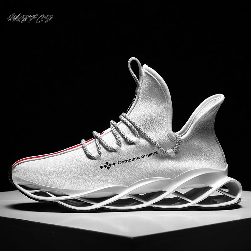 Running Sneakers Plus Size 45 Men Women Work Shoes Fashion Casual Microfiber Leather Blade Sole Height Increased Platform Shoes