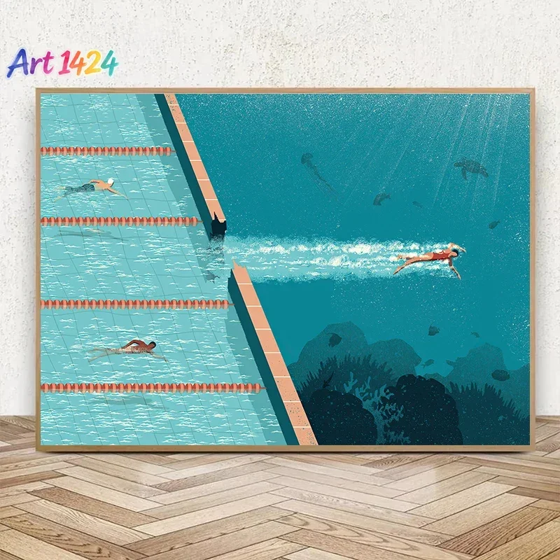 1pc frameless canvas painting Abstract Expand Comfort Zone Swimming Pool Poster Canvas Paintings Wall Art Print Pictures Livi